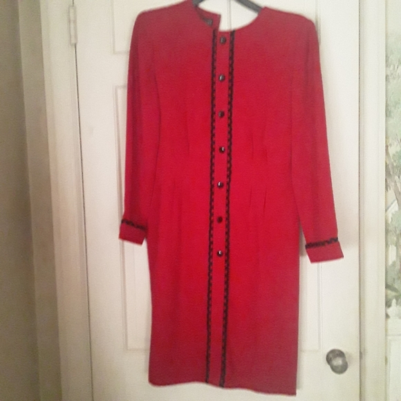 Vintage Debra Michael's Red and black dress 10 - Picture 1 of 6